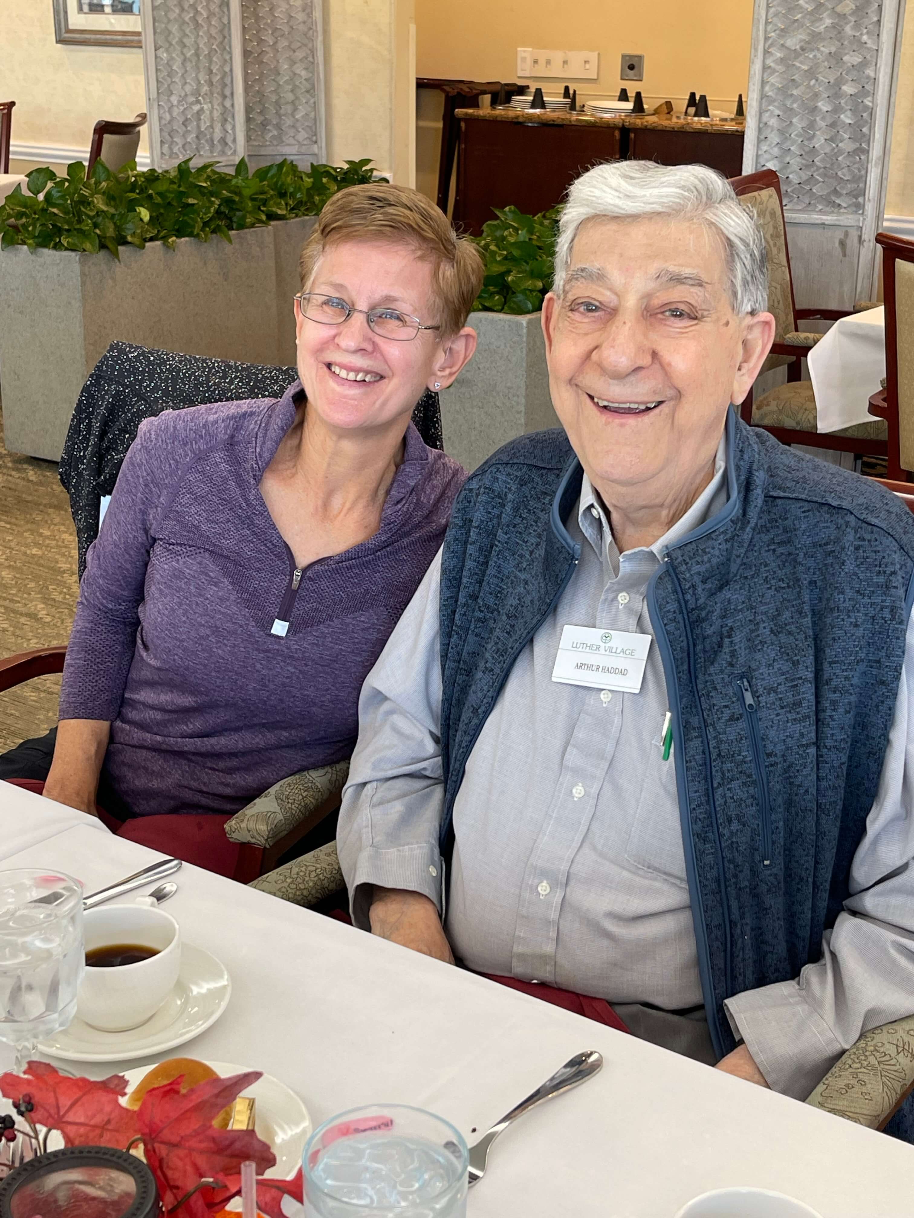 senior couple dining together