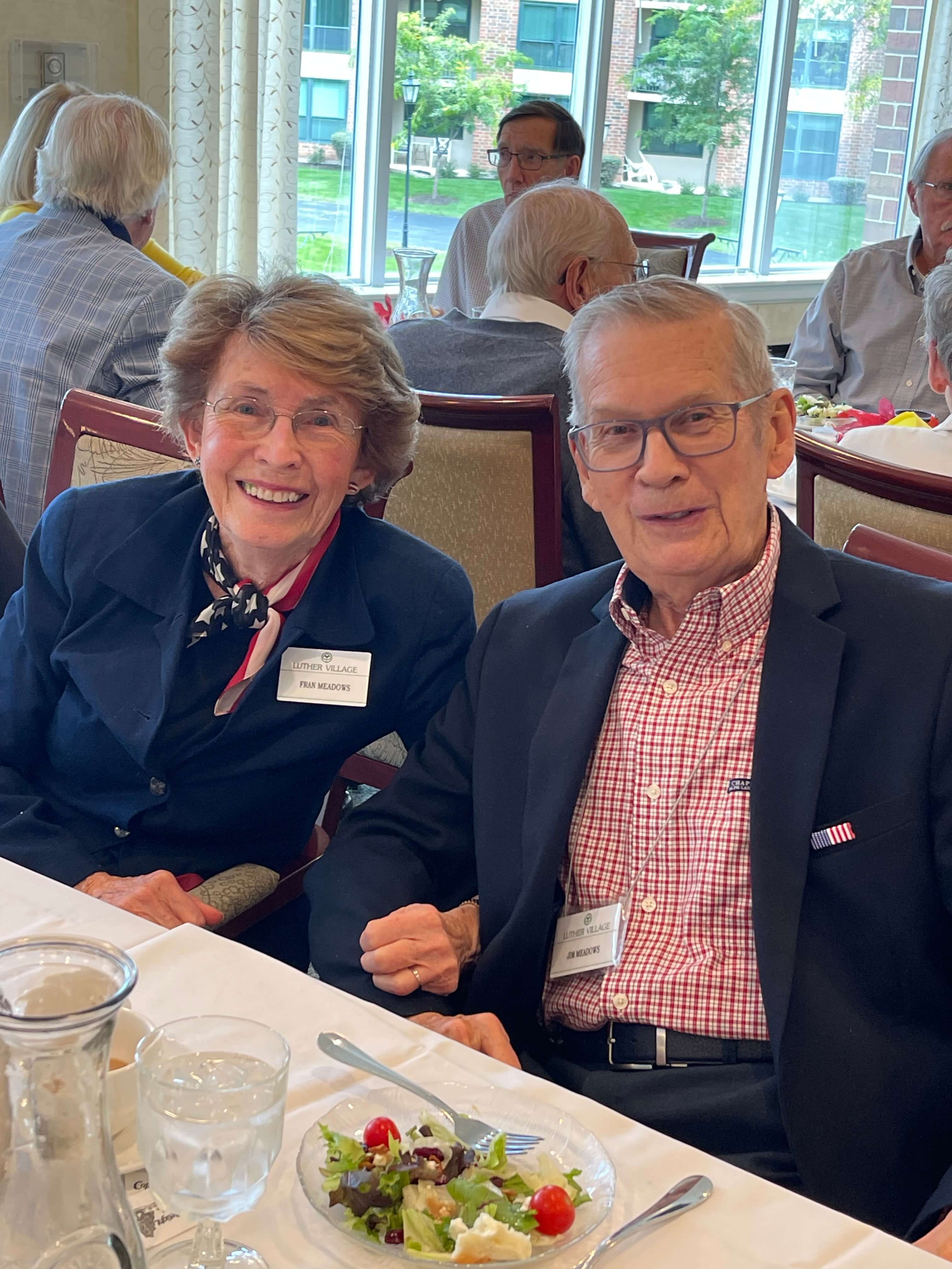senior couple eating lunch