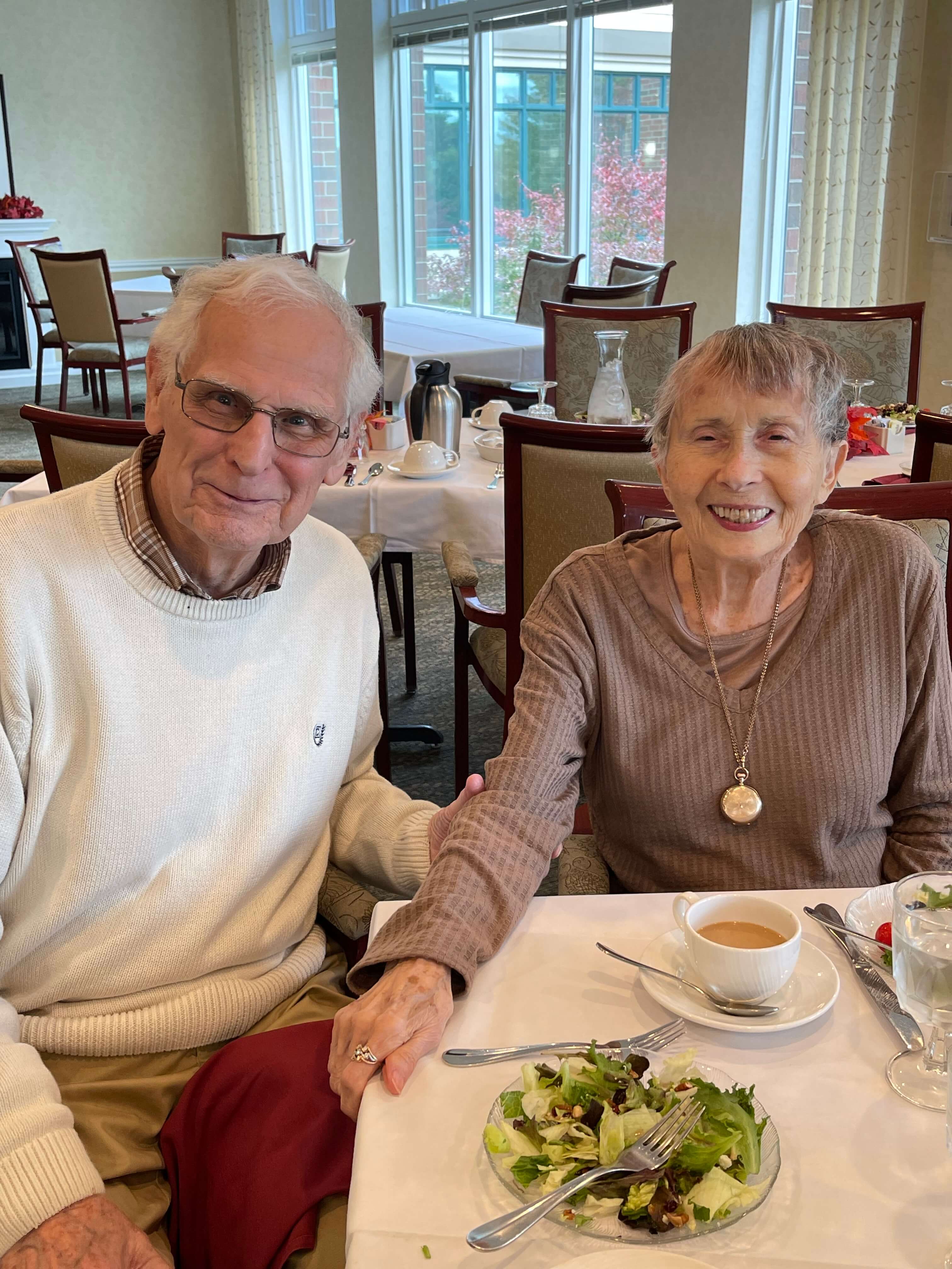 senior couple eating together